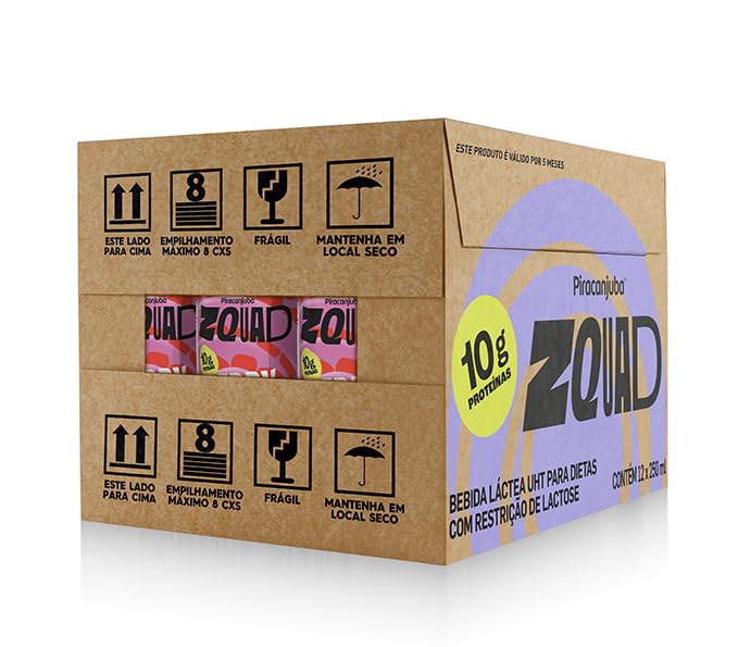 Piracanjuba Bebida Láctea ZQUAD 10g BERRY BEAT 250ml - 12 unidades
